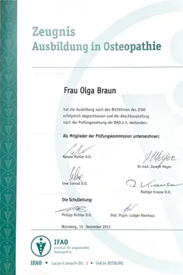 Vorschau: Zeugnis Osteopathie
